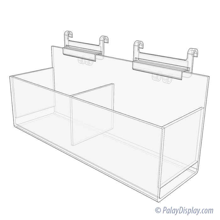 Double Acrylic Display Bin with Grid Adapter - Double Wide Grid Display ...