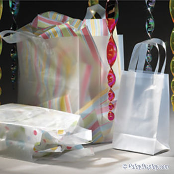 Natural Frosted Shopping Bags - 12