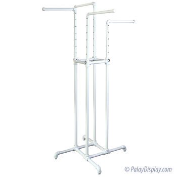 Pro Series Matte White 4 Way Pipe Clothing Rack