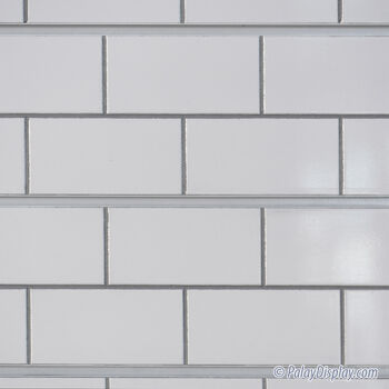 White Subway Tile Slatwall Panel - Grey Grout