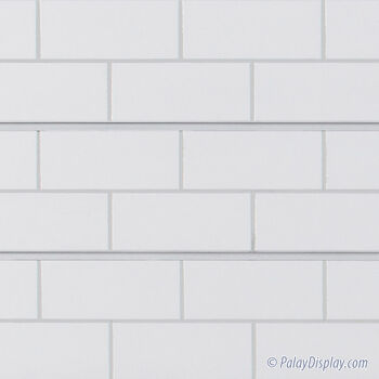 White Subway Tile Slatwall Panel - White Grout