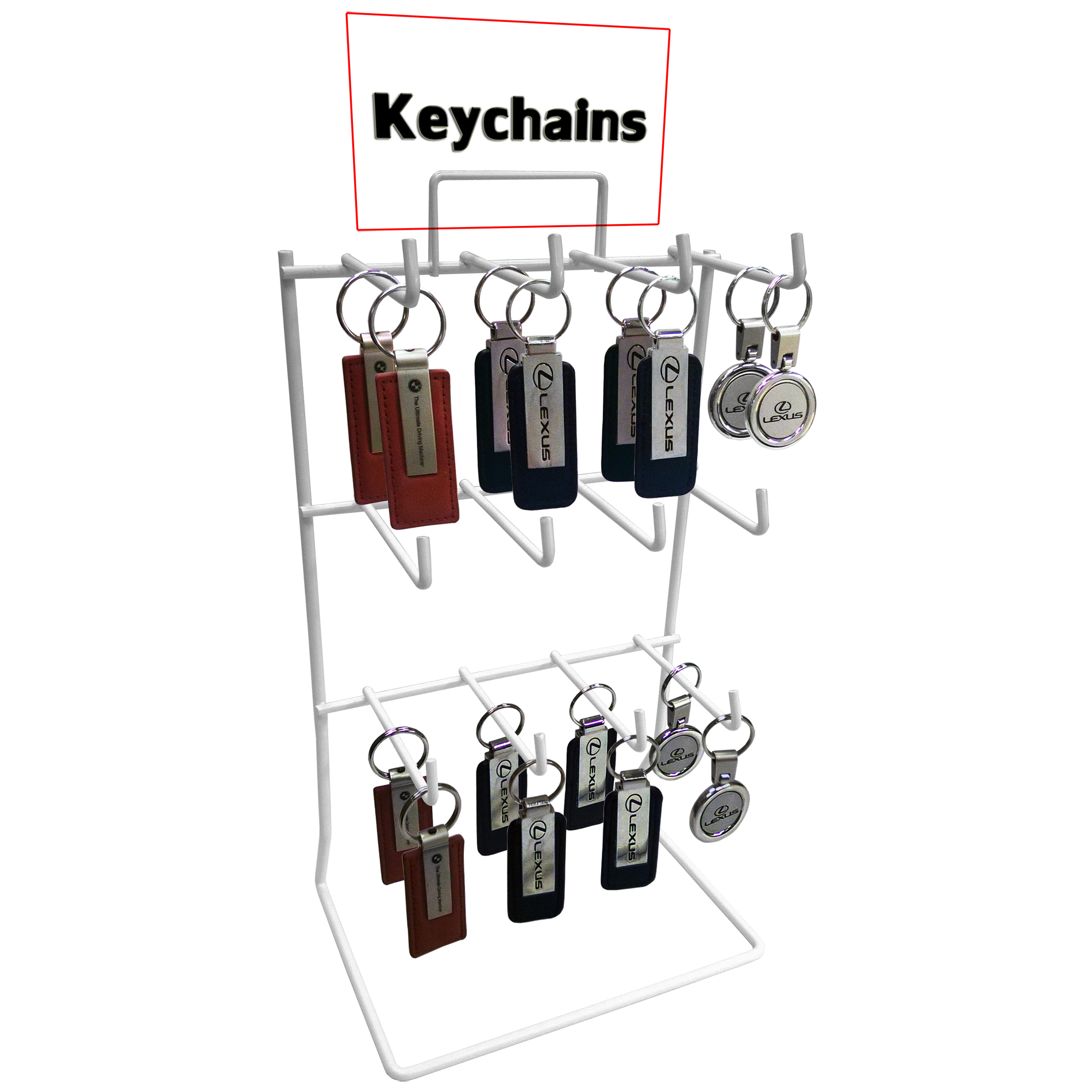 New 4 Peg - 9.8  H Top Key Chain & Small Items Counter Display Rack