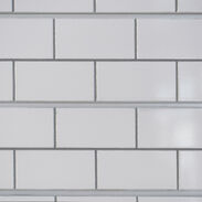 White Subway Tile Slatwall Panel - Grey Grout