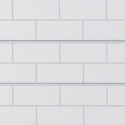 White Subway Tile Slatwall Panel - White Grout